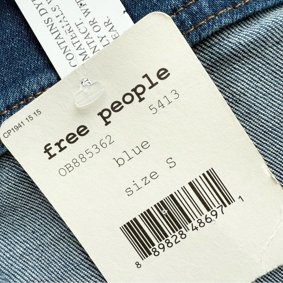 Free People Dynomite Denim Mini Short Dress Medium Wash Blue Sz S NWT - Picture 10 of 11